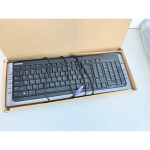 Compaq KB-0631 Wired Multimedia Keyboard PS/2 Silver Black 5188-6102 Vintage